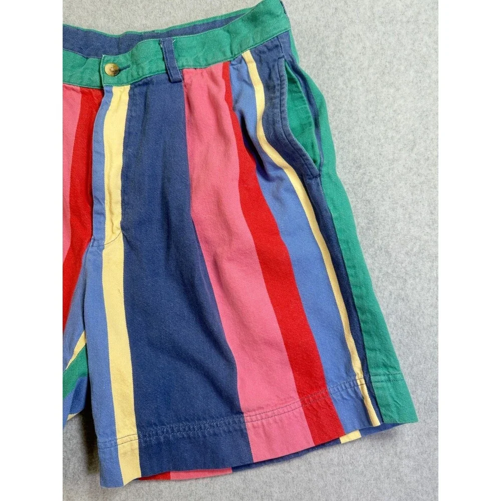 Nautica Men's Striped Shorts Size 36 Multicolor 100% Cotton Pleated Front
